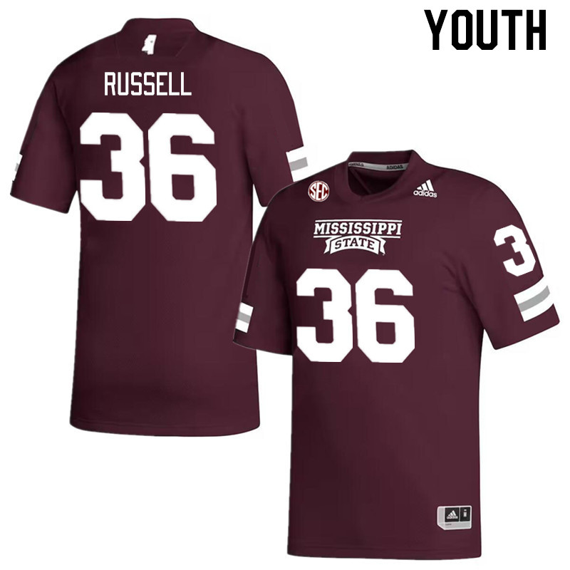 Youth #36 Donterry Russell Mississippi State Bulldogs College Football Jerseys Stitched Sale-Maroon